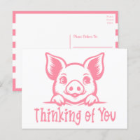 Cute Pig Thinking of You, Miss You, Pink Piglet Hi