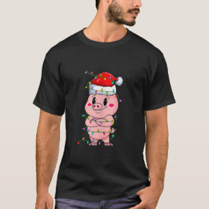 Cute Pig Wearing Santa Hat Xmas Pig Lover Christma T-Shirt
