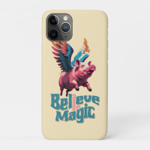 Cute Pig with Colourful wings   Believe in Magic  Case-Mate iPhone Case