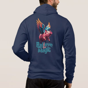 Cute Pig with Colourful wings Believe in Magic Hoodie