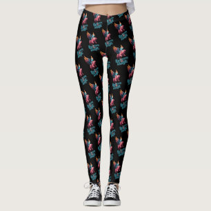 Cute Pig with Colourful wings Believe in Magic Leggings