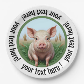 cute pig with your text! You can change the size. Paper Plate