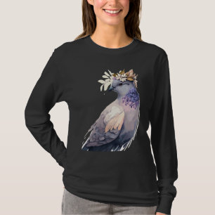 Cute Pigeon Dove Bird Flower Crown Pet Birds T-Shirt