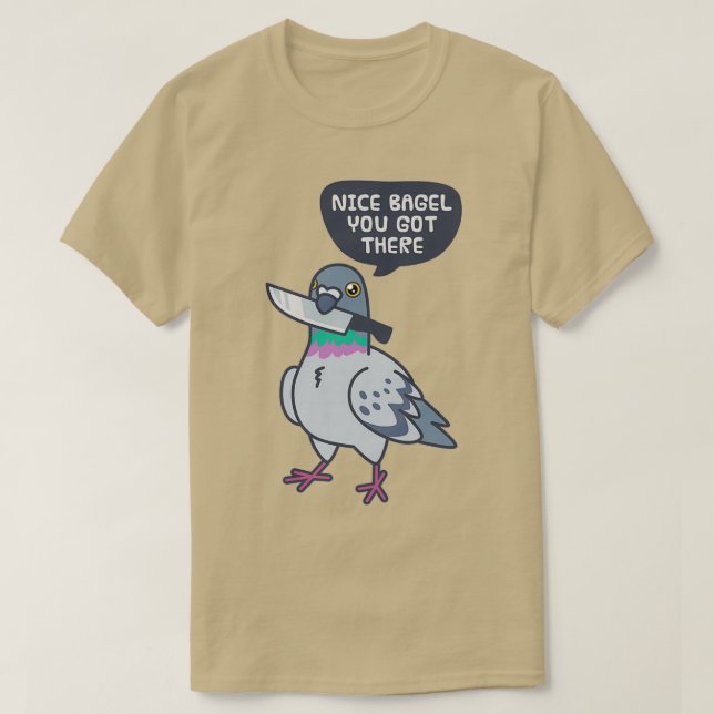 Cute Pigeon With A Knife Classic TShirt (Design Front)