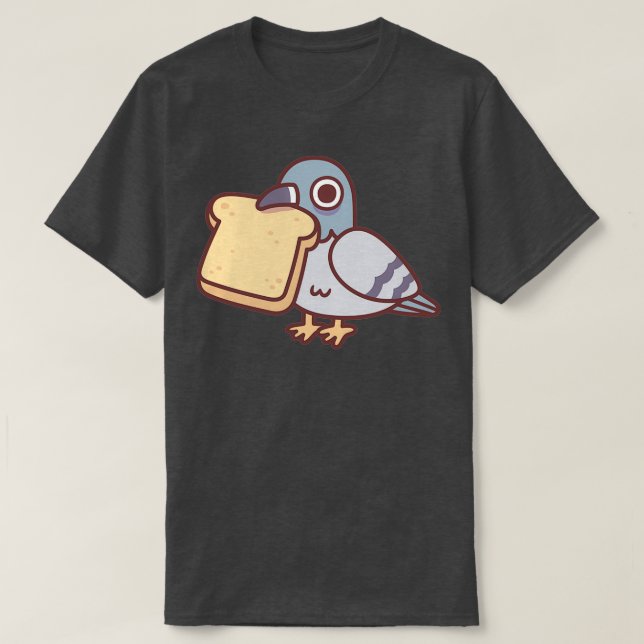 Cute Pigeon With Bread 1 T-Shirt (Design Front)