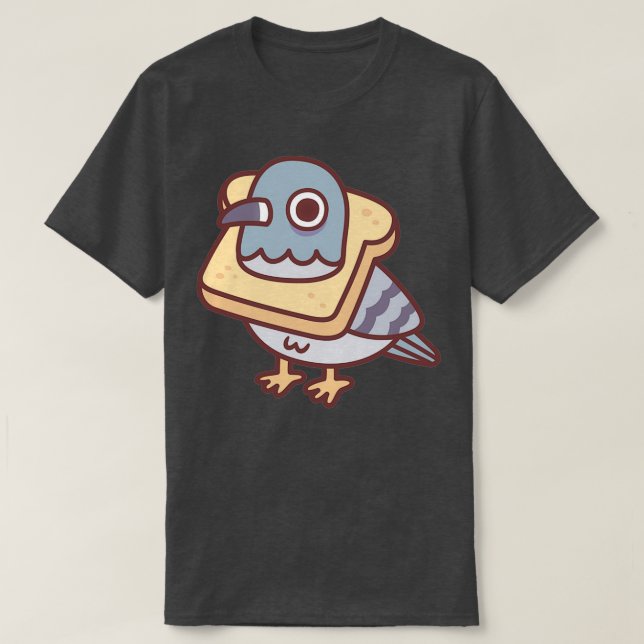 Cute Pigeon With Bread Necklace Funny T-Shirt (Design Front)