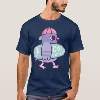 Cute Pigeon With Surfboard Coo Surfer Funny 1 T-Shirt