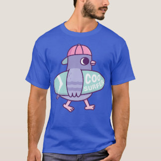 Cute Pigeon With Surfboard Coo Surfer Funny T-Shirt