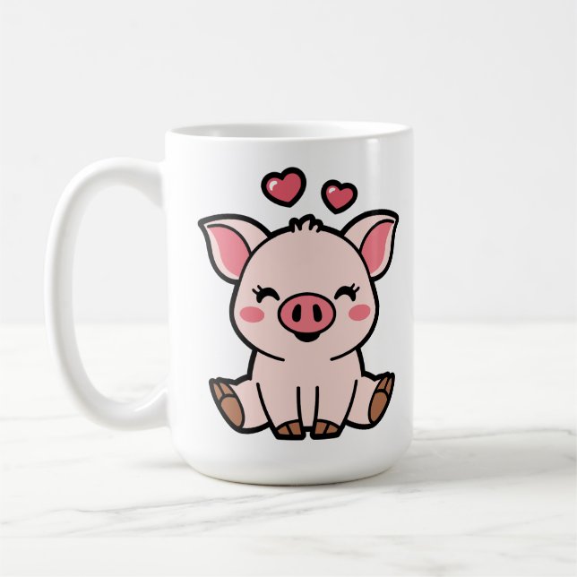 Cute Piggy Bank Coffee Mug (Left)