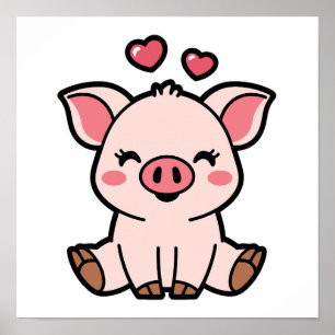 Cute Piggy Bank Poster