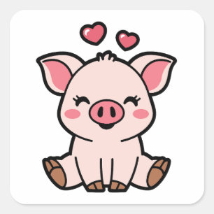 Cute Piggy Bank Square Sticker