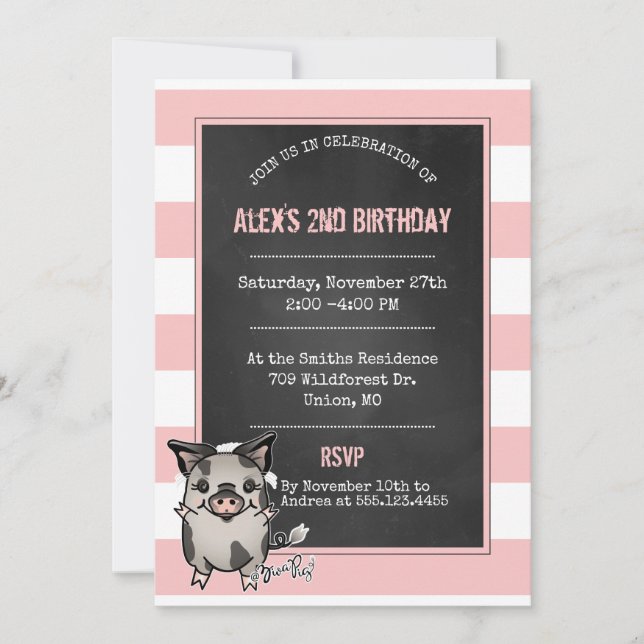 Cute Piggy Birthday Party Invitation (Front)