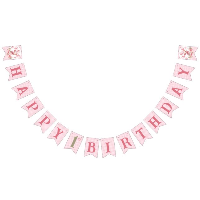 Cute Piggy Girl Farm 1st Birthday bunting banner (All)