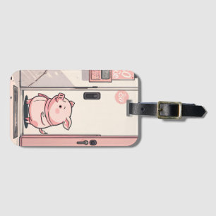 Cute piggy in cartoon style luggage tag