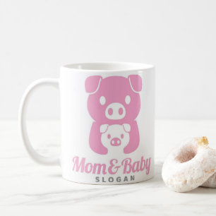 Cute piggy mum dad pink colour mug
