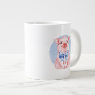 Cute piglet and bow large coffee mug