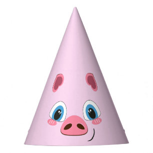 Cute piglet, big blue eyes party hat