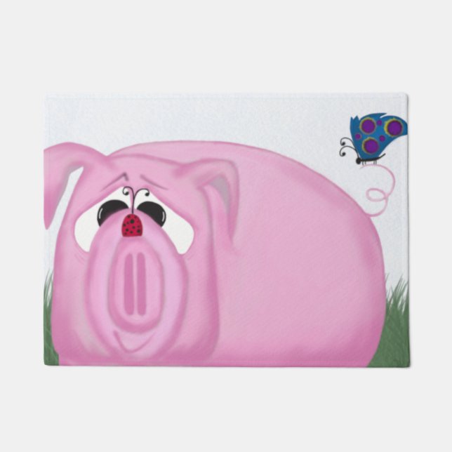 Cute Piglet Chumley And Beautiful Friends Doormat (Front)