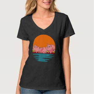 Cute Piglet Farming Farm Animal Farmer Retro Pig T-Shirt