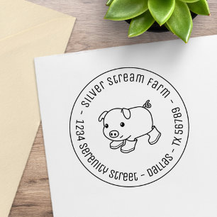Cute Piglet Pig in Rubber Boots Business Address Stamp