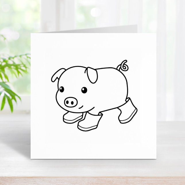 Cute Piglet Pig in Rubber Boots Rubber Stamp (Creator Uploaded)