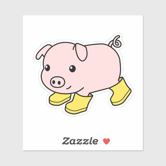 Cute Piglet Pig in Yellow Rubber Boots (Sheet)