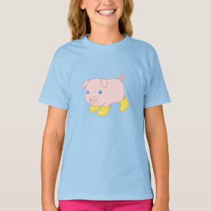 Cute Piglet Pig in Yellow Rubber Boots T-Shirt