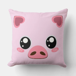 Cute piglet, Pink background Pillow
