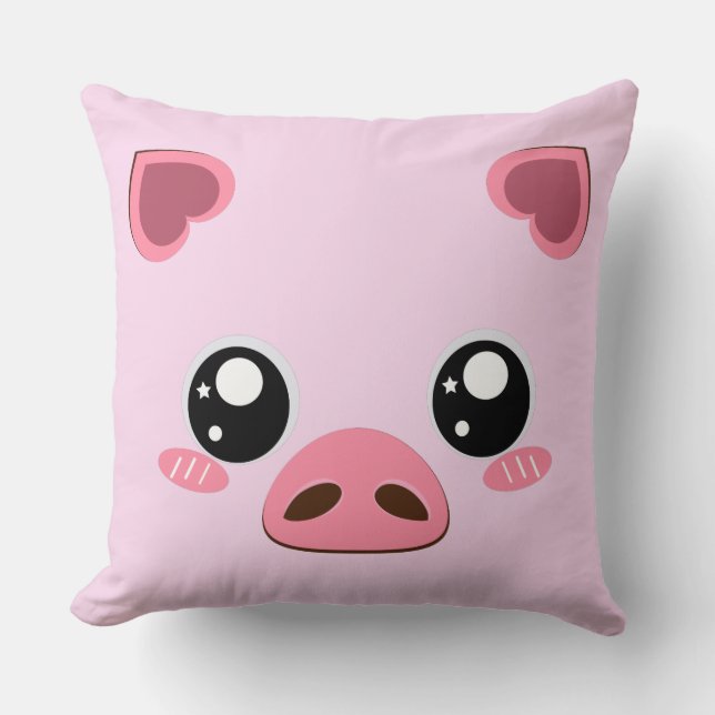 Cute piglet, Pink background Pillow (Front)