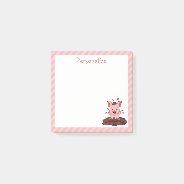 Cute Piglet Playing In Mud Post-it Notes (Front)