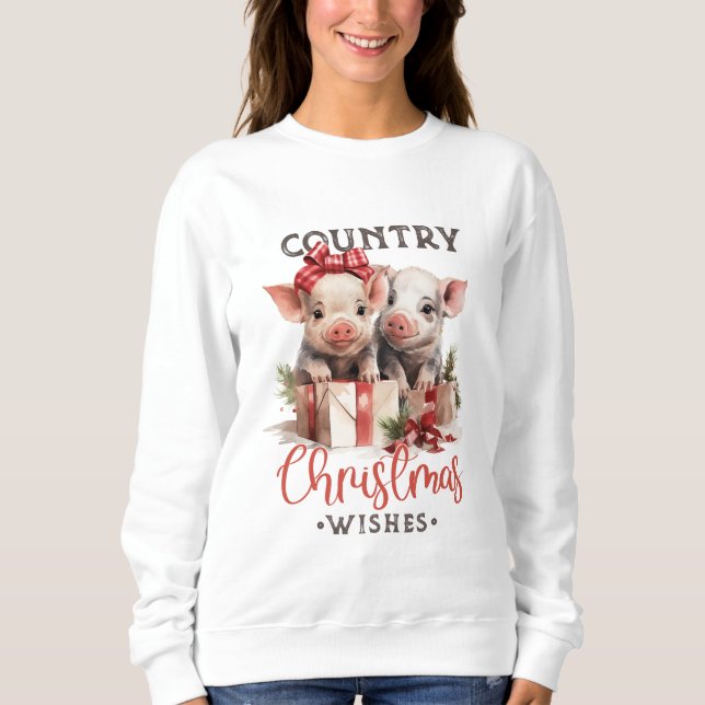 Cute Pigs Christmas Sweatshirt (Front)