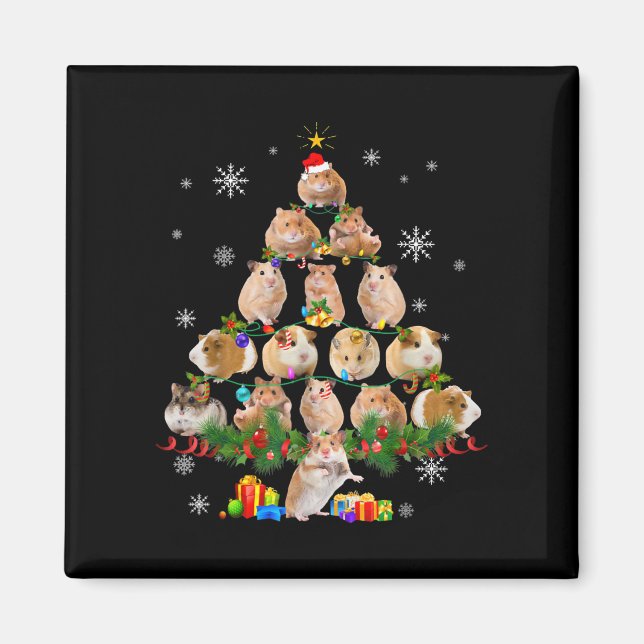 Cute Pigs Christmas Tree Pet Hamster Lover Magnet (Front)