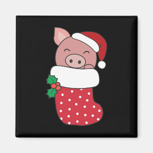 Cute Pigs In Christmas Stockings For Christmas Pig Magnet