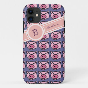 cute pigs name initial Case-Mate iPhone case