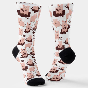 Cute Pigs Playing in Mud Farm  Socks