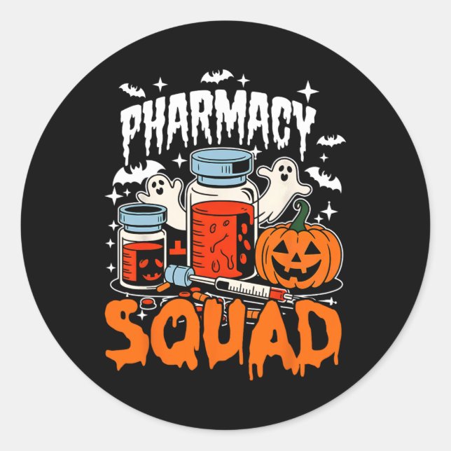 Cute Pills Pharmacy Squad Pharmacist Technician Ha Classic Round Sticker (Front)