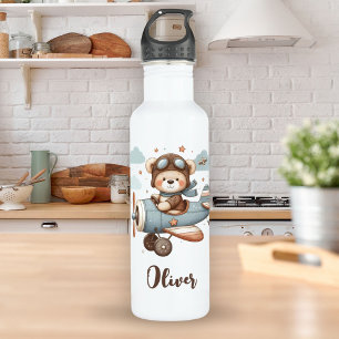 Cute Pilot Teddy Bear Personalised 710 Ml Water Bottle