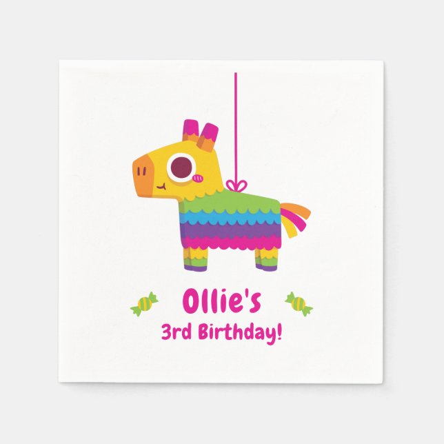 Cute Pinata Kids Birthday Party Supplies Napkin (Front)