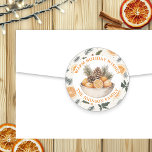 Cute Pine Cones and Oranges Personalised Christmas Classic Round Sticker<br><div class="desc">Adorable pine branches,  holly and bowl of oranges and pine cones personalised Christmas stickers to seal your holiday cards or favour bags.</div>