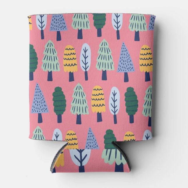 Cute pine trees: kids' pattern. can cooler (Front)