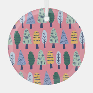 Cute pine trees: kids' pattern. glass tree decoration
