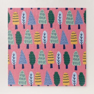 Cute pine trees: kids' pattern. jigsaw puzzle