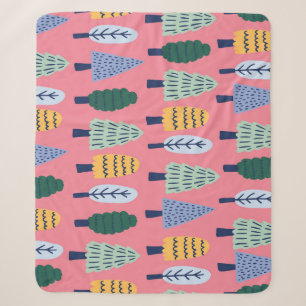 Cute pine trees: kids' pattern. sherpa blanket