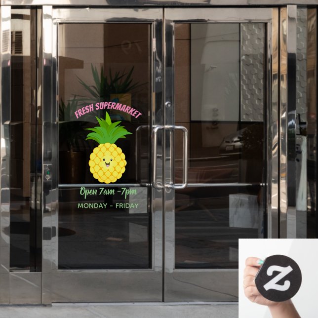 Cute pineapple cartoon illustration (Office Door)