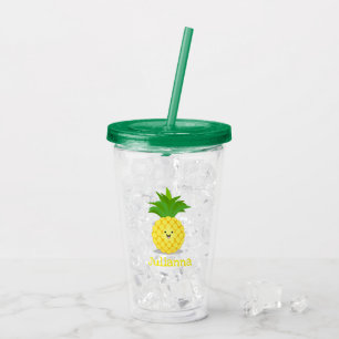 Cute pineapple cartoon illustration acrylic tumbler