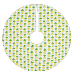 Cute pineapple cartoon illustration brushed polyester tree skirt
