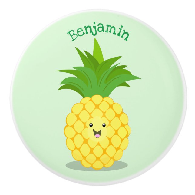 Cute pineapple cartoon illustration ceramic knob (Front)
