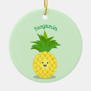 Cute pineapple cartoon illustration ceramic tree decoration