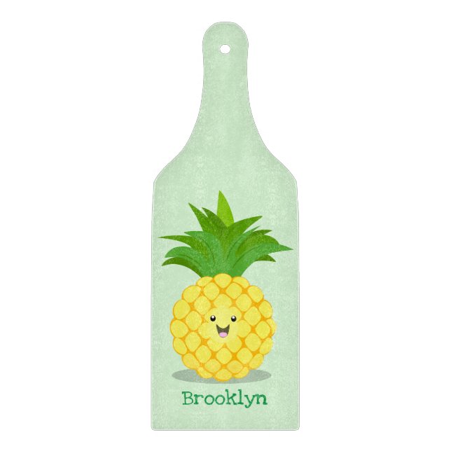 Cute pineapple cartoon illustration cutting board (Front)