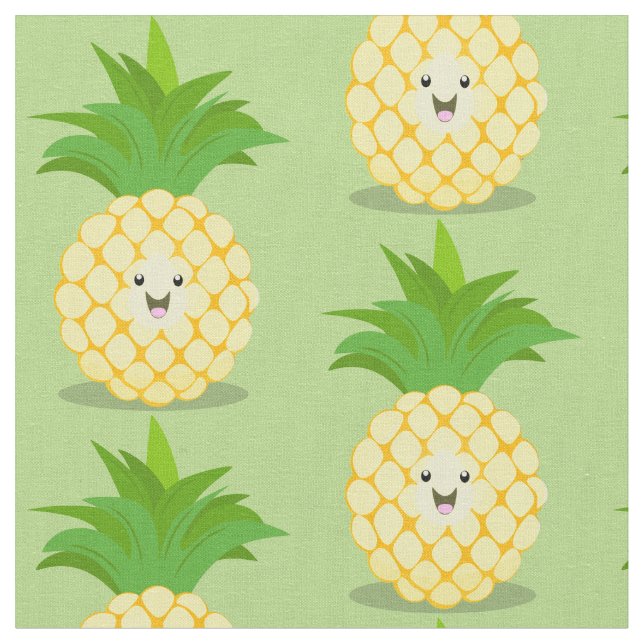Cute pineapple cartoon illustration fabric (Close Up)